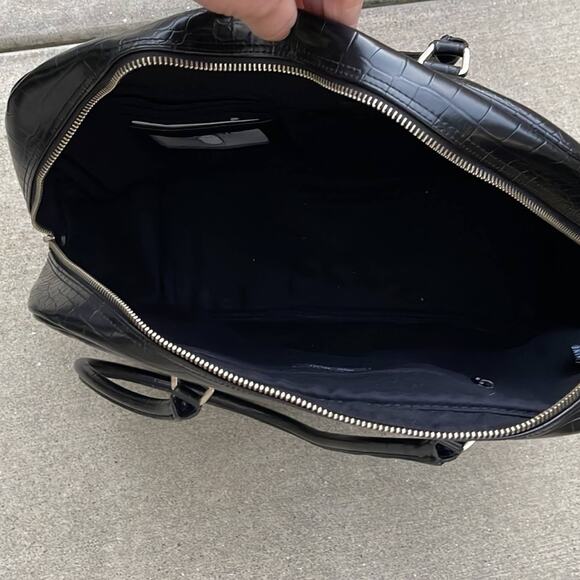 Nine West Black Faux Leather Satchel Handbag Purse 14x10x5 - Picture 7 of 15